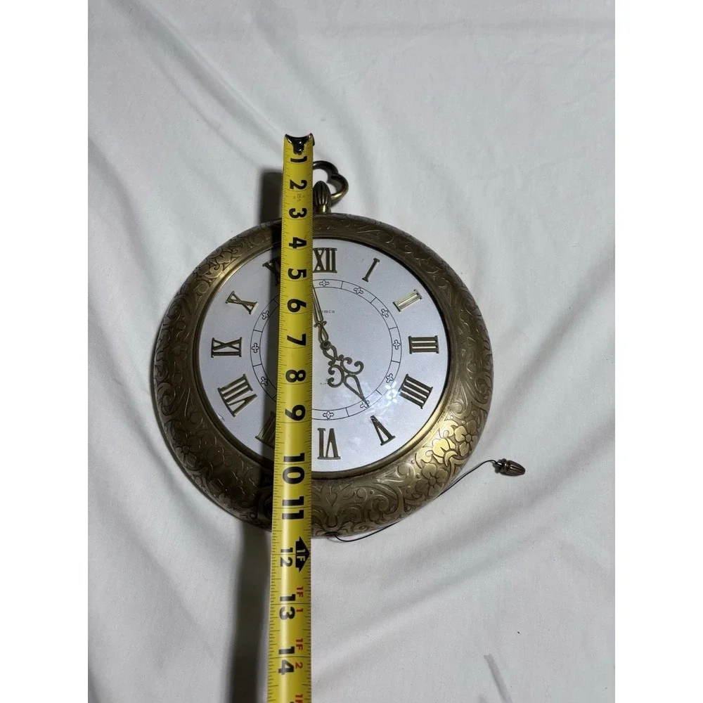 Semca 8 Day Swiss Mid Century Brass Pocket Watch Wall Clock *Working Condition*